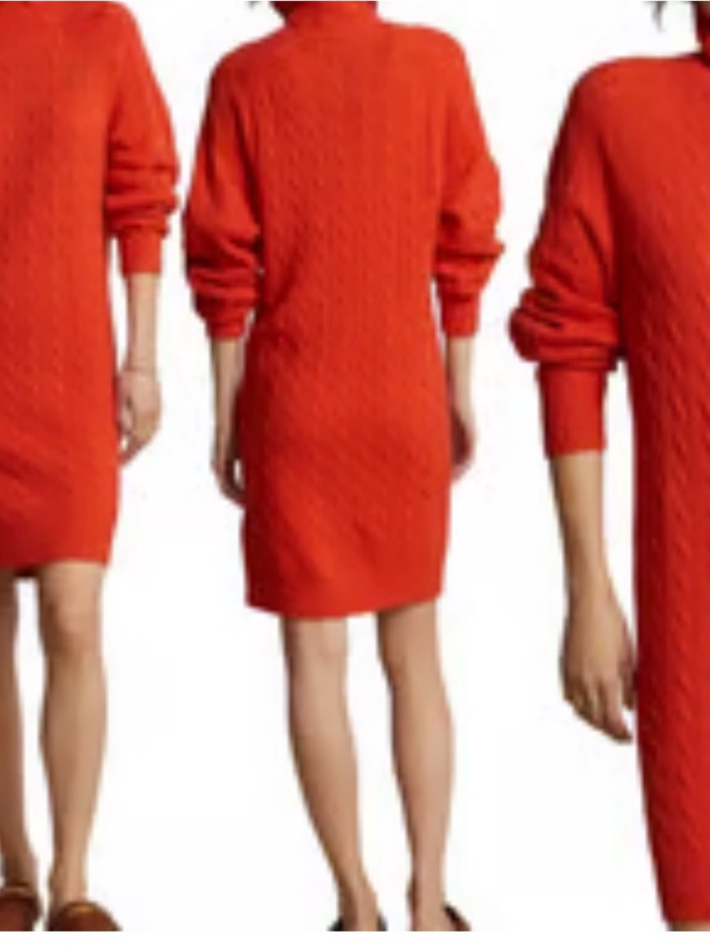 Forever New Orange Cable Knit Long Sleeve Sweater Dress